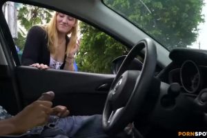 Cute Blonde Gives Me Nice Handjob In Public Parking Lot